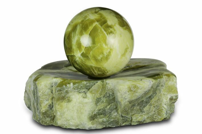 Polished Noble Serpentine Sphere with Base - Washington #341586